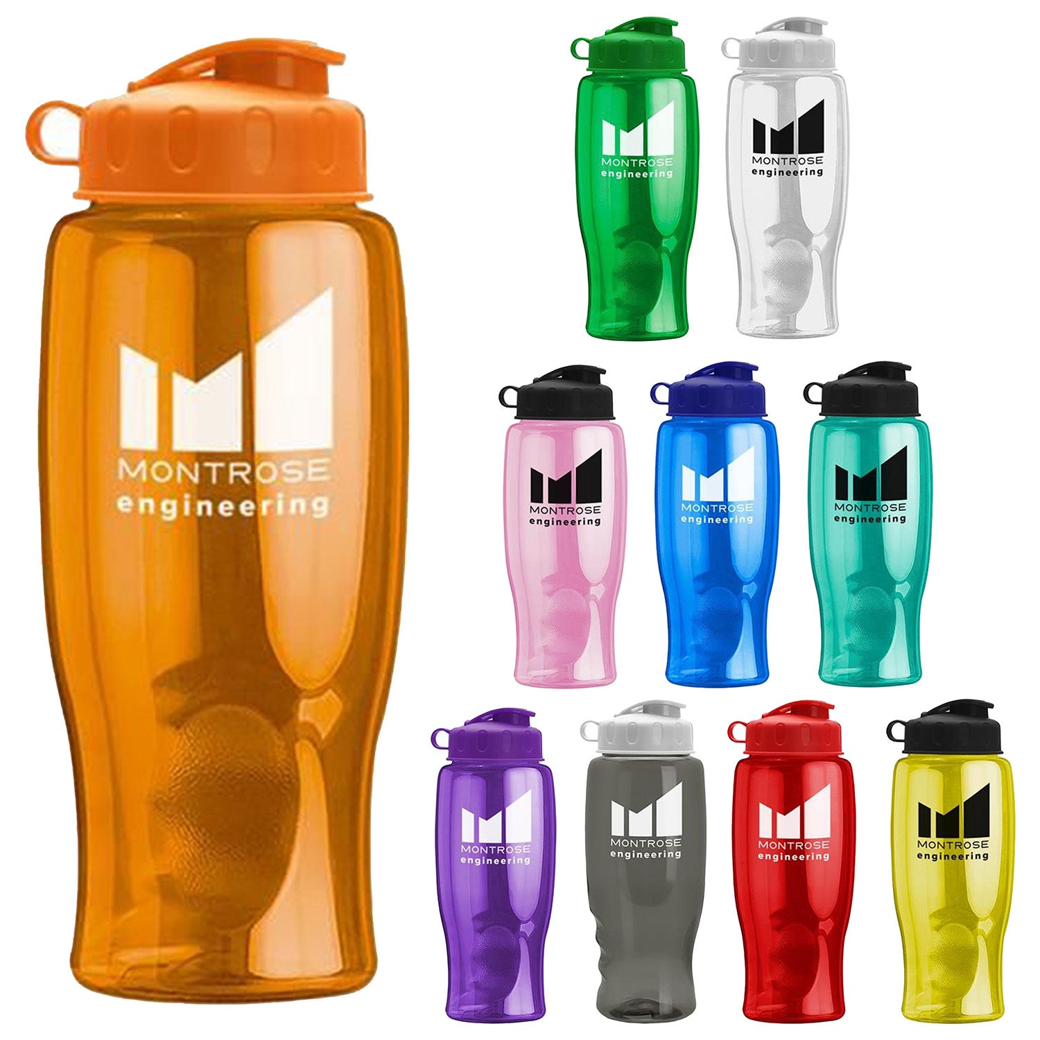 Flip Top Water Bottle Transparent USA Made 27 oz Eco